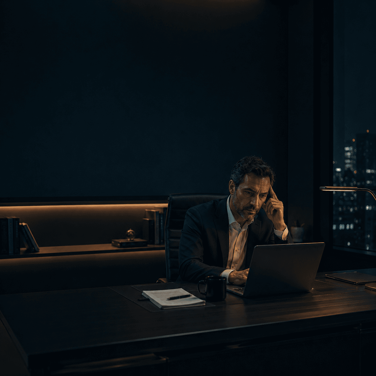Empresário solitário trabalhando na empresa